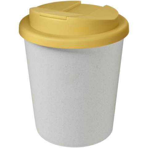 Double-wall insulated tumbler with a secure twist-on spill-proof lid. The lid clips closed to better prevent spillages, and is manufactured without silicone for a fully recyclable mug. The tumbler is made of 100% recycled PP plastic and the lid is made of food grade PP plastic. The shades of black or white may vary, and the white option has a texture colour effect, due to the nature of the recycled material. Volume capacity is 250 ml. Supplied in a home compostable bag. Made in the UK.