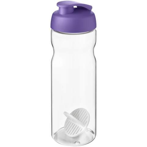 Einwandige Sportflasche mit Shaker-Ball zum problemlosen Mischen von Protein-Shakes. Ausgestattet mit einem auslaufsicheren Deckel mit Klappverschluss und gebogenem Flaschendesign. Das Fassungsvermögen beträgt 650 ml. Hergestellt in Großbritannien. Verpackt in einem kompostierbaren Beutel. BPA-frei.