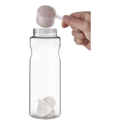 Einwandige Sportflasche mit Shaker-Ball zum problemlosen Mischen von Protein-Shakes. Ausgestattet mit einem auslaufsicheren Deckel mit Klappverschluss und gebogenem Flaschendesign. Das Fassungsvermögen beträgt 650 ml. Hergestellt in Großbritannien. Verpackt in einem kompostierbaren Beutel. BPA-frei.