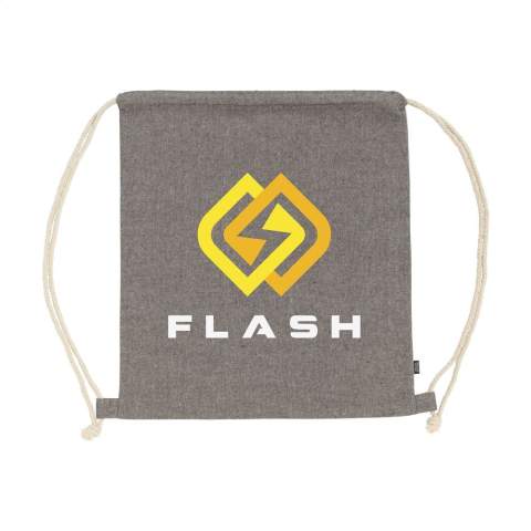 WoW! Sac à dos en 100% coton mêlé recyclé (180 g/m²). Avec cordons de serrage.  Certifié GRS. Capacité env. 8 litres. Ce coton est recyclé. Par conséquent, la couleur peut varier selon le produit.