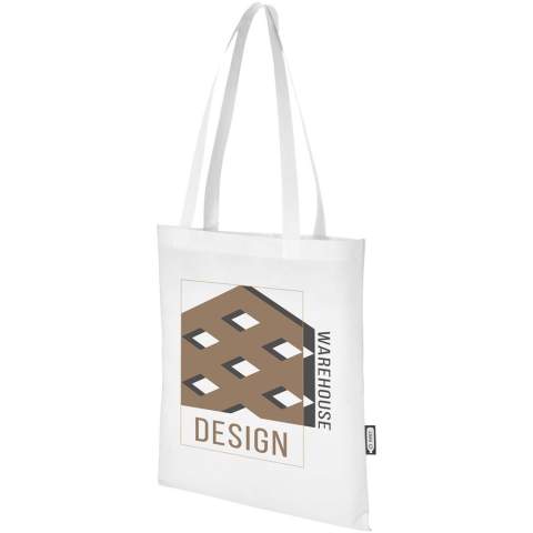 Fabriqué en RPET durable et résistant aux déchirures, le grand sac shopping Zeus recyclé certifié GRS est une option parfaite et plus responsable pour les foires ou les conférences. Son design fin en fait un modèle élégant et adapté au transport d'objets légers tels qu'un carnet de notes et un stylo. Les poignées mesurent 29 cm de long, ce qui permet de porter le tote bag à l'épaule. Capacité de charge maximale de 5 kg.