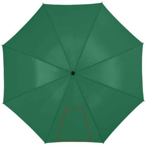 Droog wandelen in de regen wordt mogelijk gemaakt door de grote Zeke 30" paraplu. De Zeke paraplu heeft voldoende ruimte om 2 personen droog te houden en is eenvoudig te openen door middel van een handmatig systeem. Daarnaast bestaat de paraplu uit een metalen schacht en baleinen, en een lichtgewicht kunststof handvat. De Zeke paraplu heeft verschillende mogelijkheden voor het plaatsen van een logo of teksten en is verkrijgbaar in verschillende kleuren.