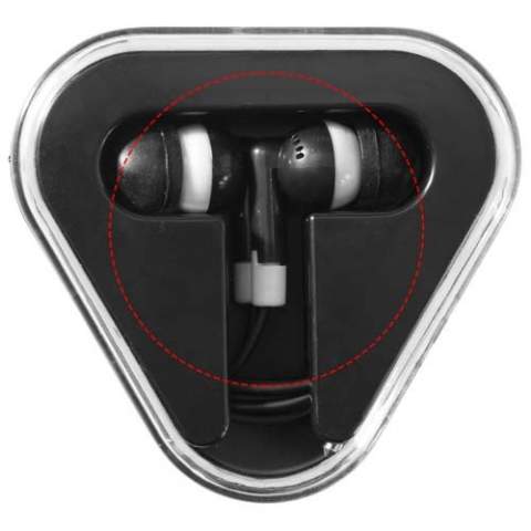 De Rebel earbuds zijn eenvoudige oordopjes waarmee je overal en gemakkelijk naar muziek kunt luisteren. Te gebruiken met elk standaard audio-apparaat met een 3,5 mm audio-aansluiting. De oordopjes zijn gemaakt van sterk ABS kunststof en worden geleverd in een kunststof driehoekig hoesje met kabelopbergmogelijkheid, waardoor ze goed beschermd zijn tegen eventuele beschadigingen van buitenaf. De Rebel oordopjes zijn verkrijgbaar in verschillende kleurencombinaties en bieden diverse mogelijkheden voor logobedrukking.