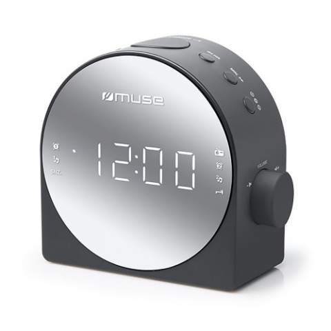 This compact clock radio is finished with a mirrored display. In addition, the clock radio is equipped with a dual alarm, with which you can set different alarm times. For example, you and your partner can set separate alarm times or you can set a second alarm for yourself.