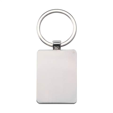 A rectangular, polished, metal keyring with bamboo wooden inlay and a sturdy keyring. Each item is supplied in an individual brown cardboard envelope.