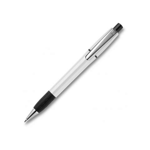 The classic and elegant hardcolour Semyr ball pen with coloured body. The grip, pusher and ring in the barrel are black. The pen comes with a Jumbo refill with blue writing ink.  The pen has a pusher mechanism and is made of ABS, made in Europe. From 5.000 pieces own colour combinations possible.