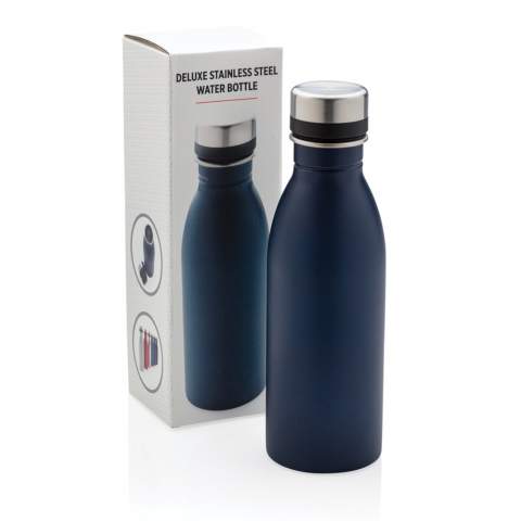 This perfect size and lightweight reusable bottle is made from 18/8 durable stainless steel. Leakproof and perfect for everyday carrying and hydration. Recommended for cold water only. Content: 500ml.