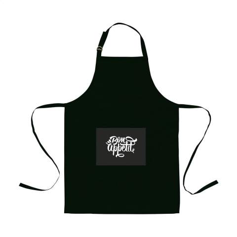 WoW! Apron made from 100% organic cotton (180 g/m²). With a patch pocket. The neckband can be adjusted with a metal clasp. One size fits all.