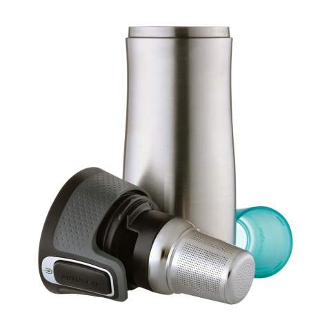 Tea on the go with this removable tea filter, consisting of 3 components: a stainless steel strainer basket, equipped with tiny, etched holes, a screw lid snap and a leak cup. Suitable for both tea bags and loose tea. This accessory is BPA-free and only fits the Contigo®.  STOCK AVAILABILITY: Up to 1000 pcs accessible within 10 working days plus standard lead-time. Subject to availability.  West Loop Mug Item 4972. Each item is individually boxed.