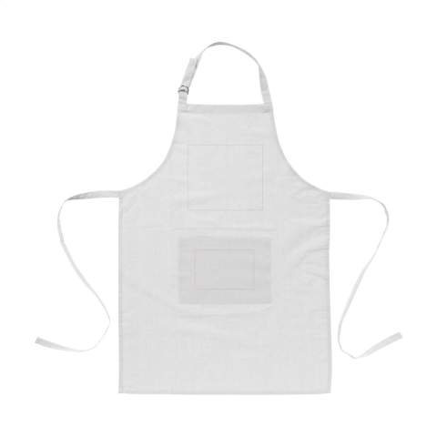 WoW! Apron made from 100% organic cotton (180 g/m²). With a patch pocket. The neckband can be adjusted with a metal clasp. One size fits all.