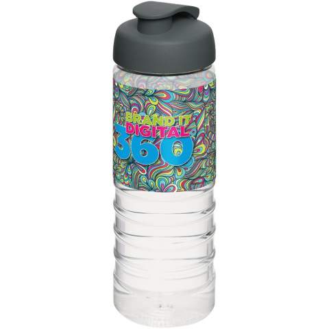 Single-walled sport bottle with ribbed design. Features a spill-proof lid with flip-top drinking spout. Volume capacity is 750 ml. Mix and match colours to create your perfect bottle. Contact us for additional colour options. Made in the UK. Packed in a home-compostable bag. BPA-free.
