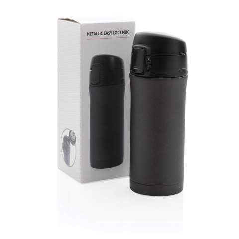 A beautiful metallic version of this great double wall stainless steel vacuum mug that keeps your drink warm for up to 5 hours or cool for up to 15 hours. The lid is lockable and therefore avoids any risk of leaking or spilling. The lid is easy to keep clean for optimal hygiene and is dishwasher safe. The unique design of the mug allows you to drink conveniently and safely with one hand directly from the mug. The size of the mug is suitable to place in any car drink holder. Capacity: 300 ml.<br /><br />HoursHot: 5<br />HoursCold: 15