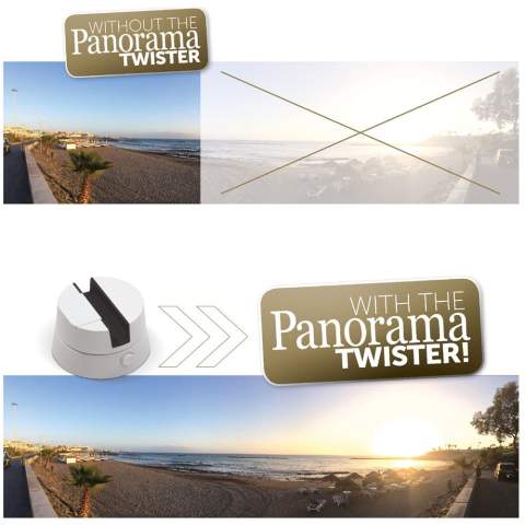 Der Panorama Smartphone-Ständer ist ein originelles und nützliches Geschenk, womit Sie Ihr Smartphone stabilisieren können bei der Aufnahme von Bildern und Videos. Der Smartphone-Ständer dreht sich und so erhalten Sie hochwertige Panoramabilder, Videos und Selfies.
