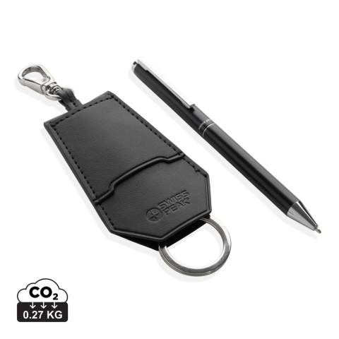 Elevate your everyday essentials with our Swiss Peak Tula RCS certified key organiser and recycled aluminium pen set, beautifully presented in a luxury gift box. Crafted with precision, the key organiser ensures sleek organisation, while the recycled aluminium pen allows you to bring creative ideas to paper, making it an ideal gift. Made with RCS (Recycled Claim Standard) certified recycled materials. RCS certification ensures a completely certified supply chain of the recycled materials. This product contains 11% RCS Certified Recycled PU and 8% RCS Certified Recycled Aluminium.
