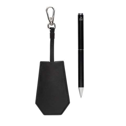 Elevate your everyday essentials with our Swiss Peak Tula RCS certified key organiser and recycled aluminium pen set, beautifully presented in a luxury gift box. Crafted with precision, the key organiser ensures sleek organisation, while the recycled aluminium pen allows you to bring creative ideas to paper, making it an ideal gift. Made with RCS (Recycled Claim Standard) certified recycled materials. RCS certification ensures a completely certified supply chain of the recycled materials. This product contains 11% RCS Certified Recycled PU and 8% RCS Certified Recycled Aluminium.