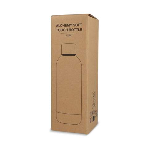 Profitez de la sensation luxueuse et douce de notre bouteille Alchemy soft touch de 500 ml. Son design premium et sa prise en main confortable en font un choix idéal pour l'hydratation quotidienne. Disponible en plusieurs couleurs promotionnelles et tendance. Fabriqué en acier inoxydable recyclé.