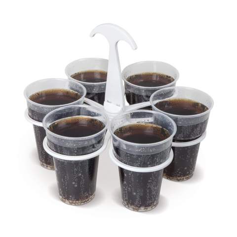 Pensez à vos amis et à la planète! Servez à boire à vos amis sans vous soucier d’avoir à porter 6 verres en même temps. Ne gaspillez plus en évitant les plateau en carton! The Original Cupkeeper est fait de polypropylène alimentaire. Un plastique recyclable, durable et réutilisable pendant plusieurs années. The Original Cupkeeper est tellement petit que vous pourrez le glisser dans votre sac ou simplement l’attacher à votre sac ou ceinture grâce à son crochet intégré. Ce Porte-Gobelets peut comporter jusqu’à 6 gobelets de 25cl-33cl, pintes 55cl.