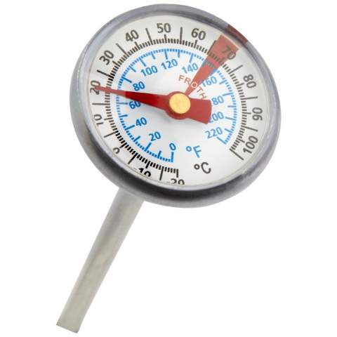 Thermometer voor de barbecue met meetbereik in zowel ℃ als ℉.  Mechanische inductie kan direct en nauwkeurig worden gemeten in de oliepan, bij het braden of voor de temperatuurregeling van de barbecue. De duurzame, roestvrijstalen behuizing biedt sterkte en corrosiebestendigheid. Gemakkelijk te gebruiken en gemakkelijk schoon te maken.