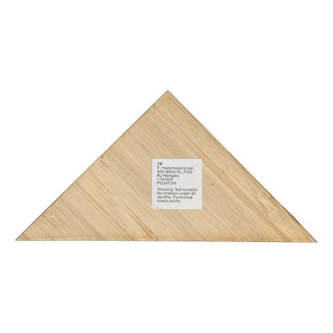 A set square crafted from bamboo, perfect for drawing, drafting, and geometry.