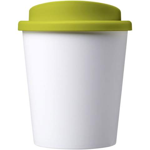 Compact, double-wall insulated tumbler with twist-on lid. Fits under most coffee makers. Volume capacity is 250 ml. Mix and match colours to create your perfect mug. Made in the UK. Packed in a recycled PE plastic bag. BPA-free. EN12875-1 compliant, dishwasher safe, and microwave safe.