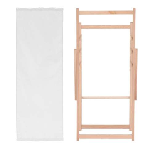 Détendez-vous avec style au bord de la piscine ou sur la plage grâce à cette chaise de plage pliante entièrement imprimable. La chaise a un cadre en bois robuste et le tissu polyester de l'assise peut être imprimé avec un design, un logo ou un motif en couleur. Légère, portable et réglable, elle offre un confort optimal pour profiter du soleil. Fabriquée en Europe. Le poids de la chaise de plage est de 110 kg.