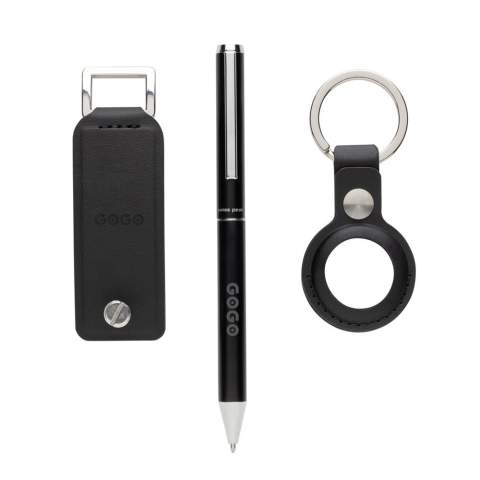 Set contenant un organisateur de clés Swiss Peak Tula certifié RCS, le pratique Support AirTag et le stylo en aluminium recyclé. Conçu pour l'efficacité et le style, l'organiseur de clés garde vos clés à portée de main (pour 4 clés maximum), tandis que le support AirTag vous assure de ne jamais perdre la trace de vos objets de valeur. De plus, prenez des notes avec le stylo en aluminium recyclé. Cet ensemble parfait vous permettra d'améliorer vos déplacements quotidiens. Fabriqué avec des matériaux recyclés certifiés RCS (Recycled Claim Standard). La certification RCS garantit une chaîne d'approvisionnement entièrement certifiée pour les matériaux recyclés. Ce produit contient 7% de PU recyclé certifié RCS et 8% d'aluminium recyclé certifié RCS.