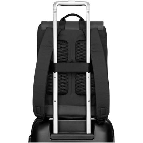 The Metro Slim Backpack is a contemporary urban bag with a studied yet clean design, created to move with you around the city and hold everything you need to connect with where you are, where you’ve been and where you’re going. Features a flap with magnetic closure, 1 compartment with a water-resistant zip, adjustable padded shoulder strap for a classic fit, breathable air-mesh back for cool comfort on the move, zip pullers with Moleskine logo, stitched logo printed on reflective material, 1 secure, easy-access back pocket with a heat-sealed zipper, luggage strap to navigate longer journeys, neat top-reverse zip, my Moleskine notes pocket to store ideas, inner zip pocket, 1 organizer with 2 pen holders and 1 business card holder, inner padded compartment to separate your laptop (up to 15") from your personal belongings, embossed honeycomb lining and subtle reflective details both inside and out, bringing a touch of light to every journey. Size: 31 x 42 x 10cm. Volume 13L.