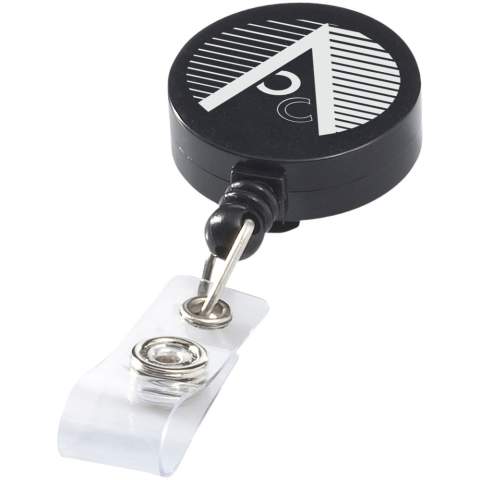 Great for tradeshows and employee badges. Can also be used as a key ring holder.