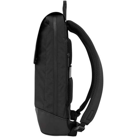 The Metro Slim Backpack is a contemporary urban bag with a studied yet clean design, created to move with you around the city and hold everything you need to connect with where you are, where you’ve been and where you’re going. Features a flap with magnetic closure, 1 compartment with a water-resistant zip, adjustable padded shoulder strap for a classic fit, breathable air-mesh back for cool comfort on the move, zip pullers with Moleskine logo, stitched logo printed on reflective material, 1 secure, easy-access back pocket with a heat-sealed zipper, luggage strap to navigate longer journeys, neat top-reverse zip, my Moleskine notes pocket to store ideas, inner zip pocket, 1 organizer with 2 pen holders and 1 business card holder, inner padded compartment to separate your laptop (up to 15") from your personal belongings, embossed honeycomb lining and subtle reflective details both inside and out, bringing a touch of light to every journey. Size: 31 x 42 x 10cm. Volume 13L.
