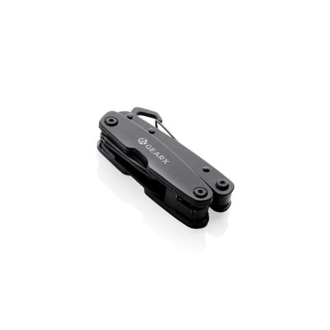 Pocket size multitool gemaakt van sterk 420 roestvrij staal. Met meerdere functies, waaronder: langneus-tang, standaardtang, draadknippers, mes, flesopener, platte schroevendraaier, Philips-schroevendraaier, vijl, vijlreiniger en karabijnhaak. Verpakt in FSC® mix verpakking.
