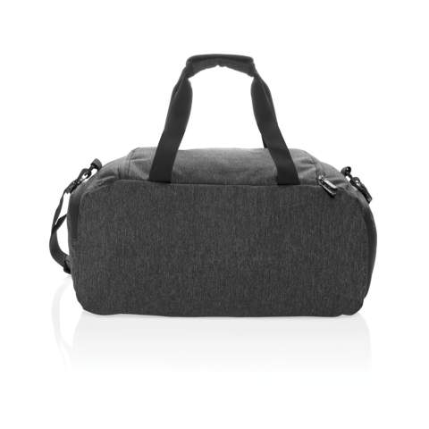 This 900D comfortable sized duffle bag is perfect for every active adventure and workout at the gym. It's made from durable polyester fabric and features water resistant coating material to protect against dirty gym floors or wet fields. Detailed with reinforced handles and a padded shoulder strap that offers a versatile carrying option. This duffle features a roomy main compartment with an inside zipper pocket to hold cash or valuables plus a breathable pocket for your shoes. A front zipper pocket with convenient storage for your cell phone, keys and other frequently used accessories. PVC free.<br /><br />PVC free: true