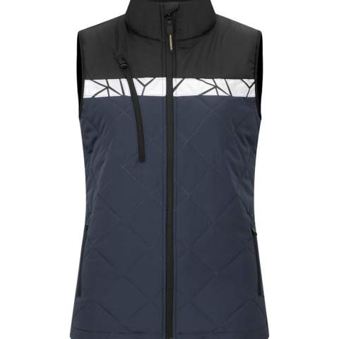 • Bodywarmer van lichtgewicht, naadloos diamantgestikt materiaal <br />• Borstzak aan de rechterkant met ritssluiting, ook een interne houder voor het bevestigen van de ID-kaart <br />• Zijzakken aan beide zijden met ritssluiting <br />• Waschipzakje in de linker binnenzijnaad<br /><br />Geleverd in een bio-based, composteerbare polybag