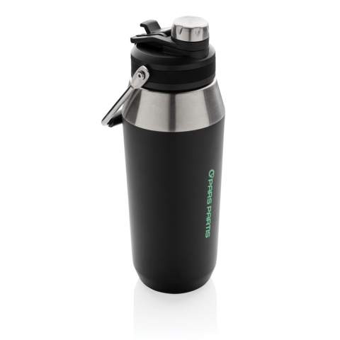 The ultimate stainless steel bottle for on-the-go versatility. The lid has a dual function that has both a flip top straw and screw cap so you can choose how you want to drink from the bottle! The bottles features a top handle for easy carrying.  Double wall vacuum insulated stainless steel keeps beverages hot for up to 5 hours or cold for up to 15 hours. A powder coat finish creates a highly durable exterior. Capacity 1000ml. BPA free.<br /><br />HoursHot: 5<br />HoursCold: 15
