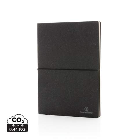 Be environmentally conscious without sacrificing on style with this great looking notebook made with recycled bonded leather. The cover has a pleasant texture and an earthy natural look. 80 sheets/160 lined cream coloured 75 grams pages recycled paper make sure you can caption each thought that comes to mind.<br /><br />NotebookFormat: A5<br />NumberOfPages: 160<br />PaperRulingLayout: Lined pages