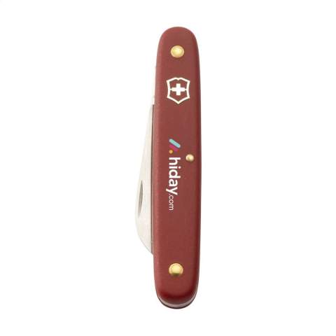 Special floral pocket knife from the brand Victorinox. The sharp blade is made from 100% recycled steel, and the riveted handle is crafted from red nylon. Specifically designed for cutting flowers, both directly from the field and for trimming stems at an angle. Includes instruction manual and lifetime warranty on material and manufacturing defects.     Victorinox knives are a worldwide symbol for reliability, functionality and perfection. Please note local rules may apply regarding the possession and/or carrying of knives or multitools in public.