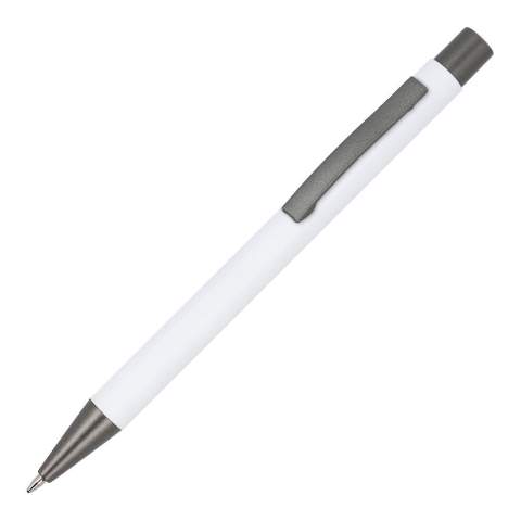 The recycled aluminum edition of our popular New York pen, with a soft touch finish; an elegant, aluminum ball pen with a sleek vibe. The pen comes with black writing ink.