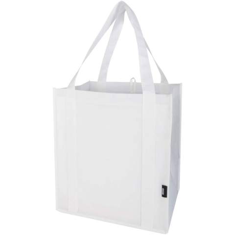 Fabriqué en RPET non-tissé durable et résistant à la déchirure, le sac shopping Liberty recyclé certifié GRS est doté d'une planche de fond qui le rend polyvalent et solide. Le sac shopping est doté d'un grand compartiment principal et de poignées de 25 cm de long. Capacité : 29 litres. Capacité de charge maximale de 12 kg.