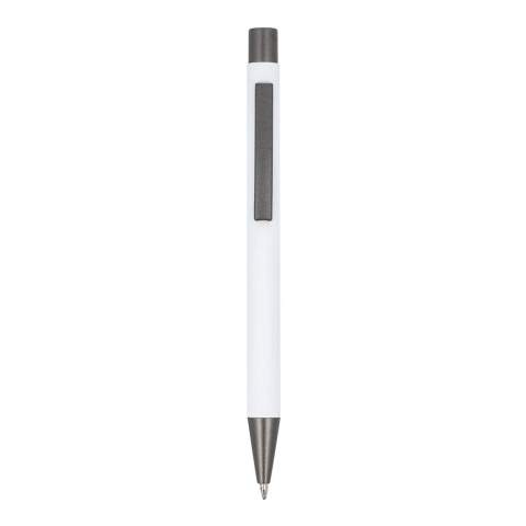 The recycled aluminum edition of our popular New York pen, with a soft touch finish; an elegant, aluminum ball pen with a sleek vibe. The pen comes with black writing ink.