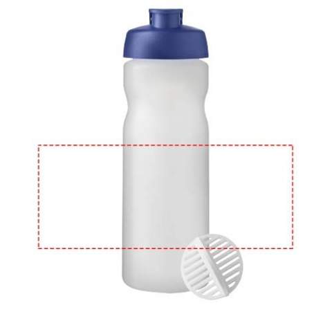 Einwandige Sportflasche mit Shaker-Ball zum problemlosen Mischen von Protein-Shakes. Ausgestattet mit einem auslaufsicheren Deckel mit Klappverschluss. Das Fassungsvermögen beträgt 650 ml. Hergestellt in Großbritannien.