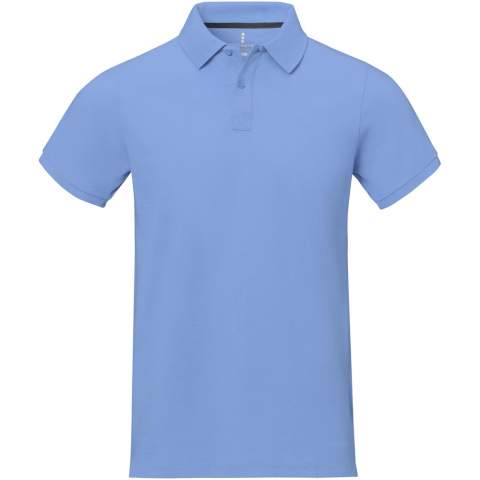 The Calgary short sleeve men's polo is a classic essential that combines style and comfort effortlessly. Made from a 200 g/m² pique knit fabric with a pre-shrunk finish, it ensures a perfect fit that lasts and therefore is suitable for different actitvities and events. The flat knit rib cuffs add sophistication and maintain the polo's shape. Side slits with satin tape finishing and forward shoulder seam with chain stitching added for flexibility and comfort. Available in a range of vibrant colours.