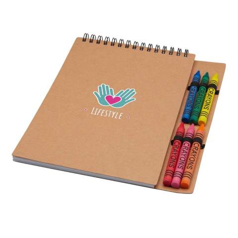 Das Doodle A5 Softcover Spiralnotizbuch mit Farbstiftset umfasst 50 Blatt, blanko, aus 70 g/m² Papier. Das Notizbuch hat abgerundete Ecken. Es ist mit einer Stiftschlaufe versehen. Es sind 6 Farbstifte (blau, grün, gelb, rot, rosa, orange) enthalten. Farbstiftgröße: 8 x 0,8 cm. Achtung! Nicht für Kinder unter drei Jahren geeignet. Verschluckbare Kleinteile, Erstickungsgefahr.