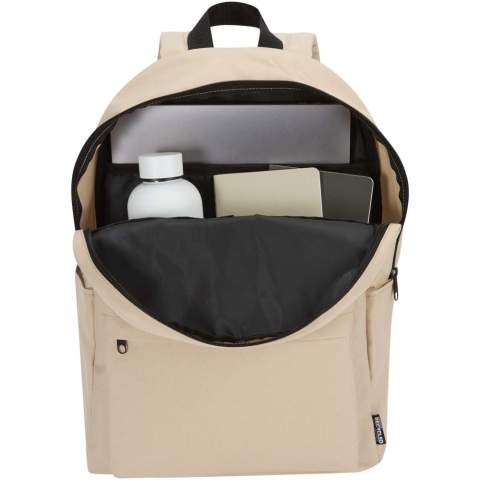 Made from water-repellent, GRS certified recycled polyester, the Byron city laptop backpack is your everyday companion for work, school, or city adventures. With a streamlined 16 litres capacity and a dedicated padded sleeve for laptops up to 14", it offers practical storage in a clean, modern design. Inside, you'll find smart organisational pockets to keep your gear in order, while two side pockets and a zipped front pocket provide quick access to essentials. Whether you're commuting or exploring the city, this backpack delivers style, comfort, and functionality every step of the way.
