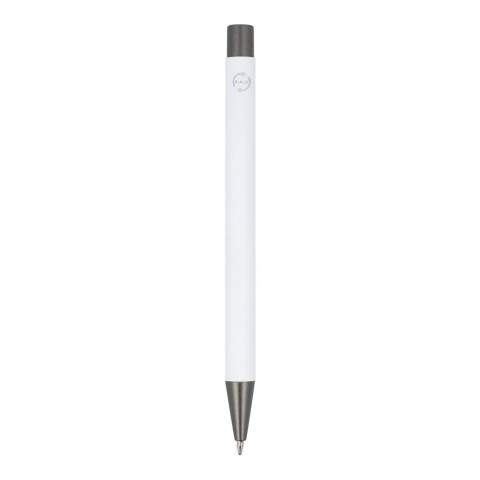 The recycled aluminum edition of our popular New York pen, with a soft touch finish; an elegant, aluminum ball pen with a sleek vibe. The pen comes with black writing ink.