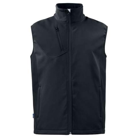 • softshell met goede ademende eigenschappen<br />• fleecevoering <br />• twee zijzakken met ritssluiting<br />• borstzak met ritssluiting<br />• twee binnenzakken<br />• ritssluiting met interne windbreker en kinbescherming <br />• aanpasbare taille