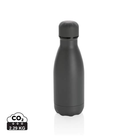 Verhoog uw dagelijkse waterinname met deze unikleur vacuüm geïsoleerde roestvrijstalen fles. De fles houdt gekoelde dranken maximaal 15 uur koud en warme dranken maximaal 5 uur warm. Met een basis die in de meeste bekerhouders past, houdt deze slank uitziende waterfles je overal onderweg gehydrateerd. Met een capaciteit van 260ml ideaal voor kinderen om of in je tas te gooien.<br /><br />HoursHot: 5<br />HoursCold: 15