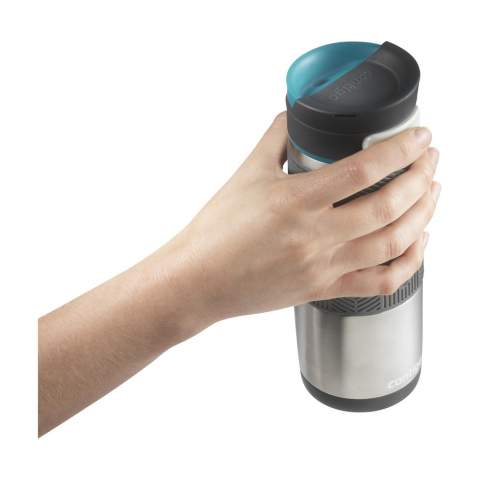 Stainless steel thermo cup with scratch resistant powder coating, non-slip rubber grip, in an exclusive design which gives the cup a classy appearance, CLEANGUARD™and AUTOSEAL® technology (100% spill and leak-free. Press the AUTOSEAL® button, take a sip. The drinking hole closes automatically after each sip). Special vacuum isolated technology and double stainless steel wall. Drinks can be kept hot for up to 5 hrs and cold for up to 12 hrs. Only the lid is dishwasher safe. Includes instructions. Capacity 470 ml.
STOCK AVAILABILITY: Up to 1000 pcs accessible within 10 working days plus standard lead-time. Subject to availability. 
Contigo® The best in quality, design and technology. Immediately recognizable by its sleek and stylish design, strong and solid. The innovative Contigo® water bottles and thermo cups are odourless, tasteless, BPA-free and based on the revolutionary AUTOSEAL® or AUTOSPOUT® technology (2 year warranty). Closed the spout is protected from dirt and microbes. The drinking bottles are operated one-handed and guaranteed to be 100% leak-free, so can be used on the go. Our top favourites for a durable promotion!