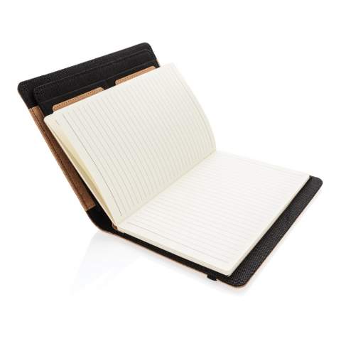 Keep all your work essentials organised in this beautiful A5 cork portfolio with black details. Inside the portfolio you can find a matching notebook and pen. The notebook contains 64 sheets/128 sheets cream coloured lined 80gm/s paper. Inside you will find 1 big sleeve pocket, a phone pocket, 2 card slots and a pen loop. Elastic closure. Including matching cork and wheatstraw pen. Comes in kraft gift box.<br /><br />NotebookFormat: A5<br />NumberOfPages: 128<br />PaperRulingLayout: Lined pages