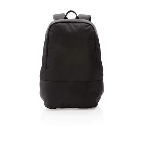 Go to school or off to work carrying all your daily essentials safely protected in this anti-theft backpack. Includes 15" padded laptop pocket. This lightweight and durable backpack features compact and minimalist construction. Incorporating RFID protected sleeve pockets. Made out of 600D two tone polyester & PVC free.