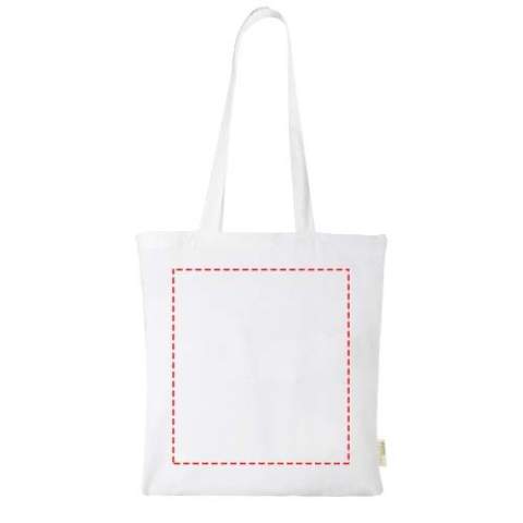 Sustainable tote bag with a large open main compartment providing plenty of space to carry around all of the essentials. The 32 cm long handles makes it comfortable and easy to carry around wherever you go. This tote bag is made in India with 100 g/m² organic cotton and is OEKO-Tex certified. Resistance up to 5 kg weight.
