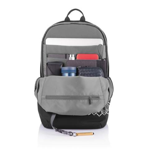 For university, school, work or your next trip, the Bobby Soft Backpack is ready! The iconic Bobby anti-theft design with hidden RFID protected pockets, no front access and hidden zippers is now complemented with a safe zipper puller on the main compartment. In the main compartment, you can easily organise your gear with a padded 15.6" laptop compartment, notebook pocket, smart pockets and a keychain clip. The top of the backpack is expandable giving additional space. This backpack is also equipped with an integrated USB charging port and water repellent material. Made from R-pet materials and AWARE™ tracer. With AWARE™, the use of genuine recycled fabric materials and water reduction is guaranteed, by using the AWARE disruptive physical tracer and blockchain technology. Each Bobby Soft saves 22L of water and reuses 37 plastic bottles. Registered design®